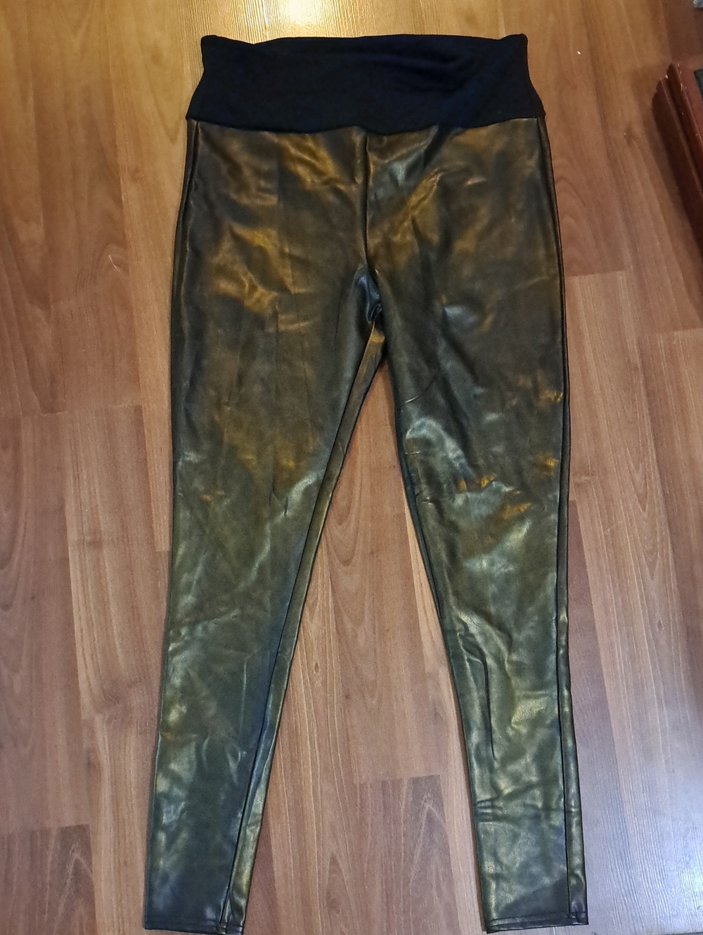 Assets By Spanx Black Faux-Leather High-Waist Jeggings